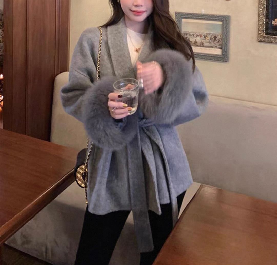 エコファーカフショートガウンコート