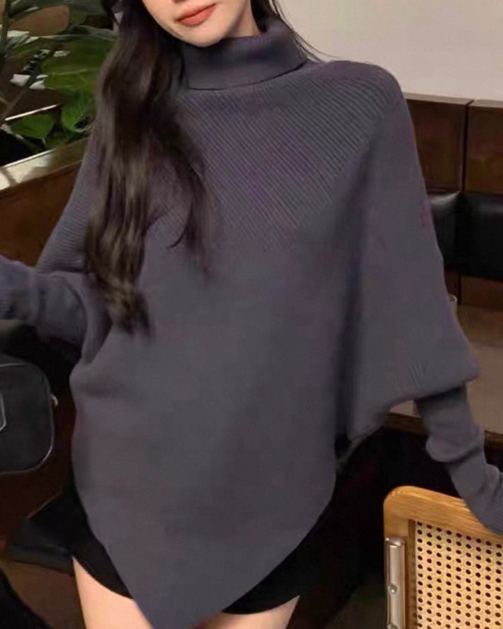 【ホワイト即日発送】アシンメトリードレーピーニット