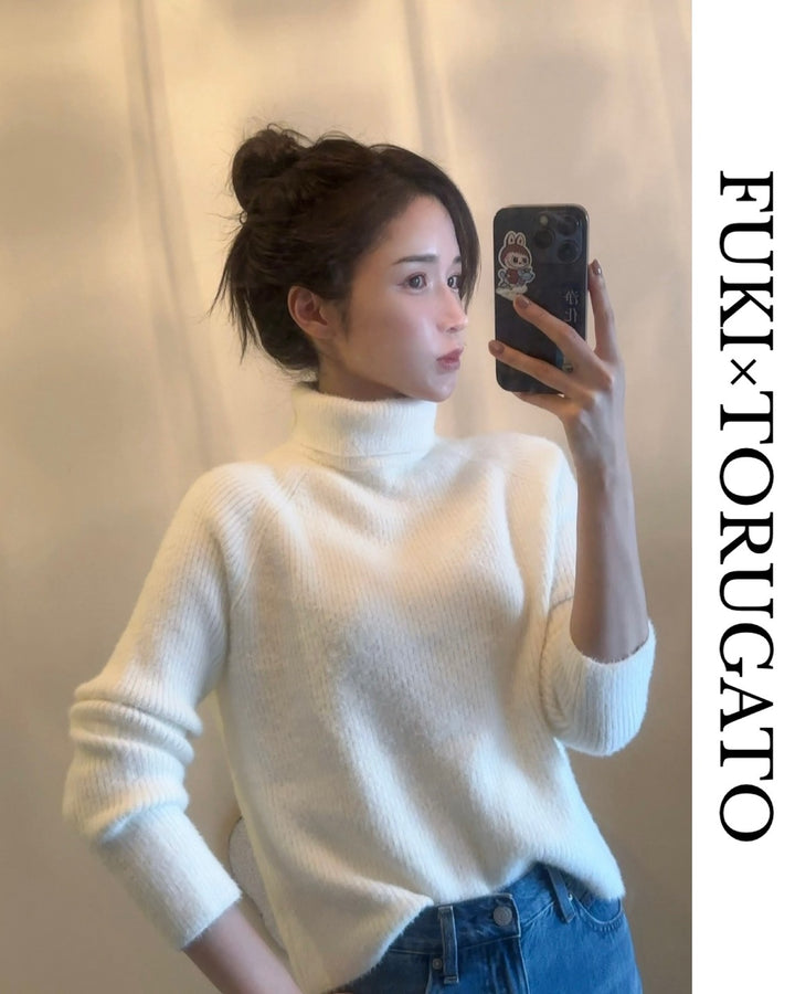 モヘアライクタートルニット