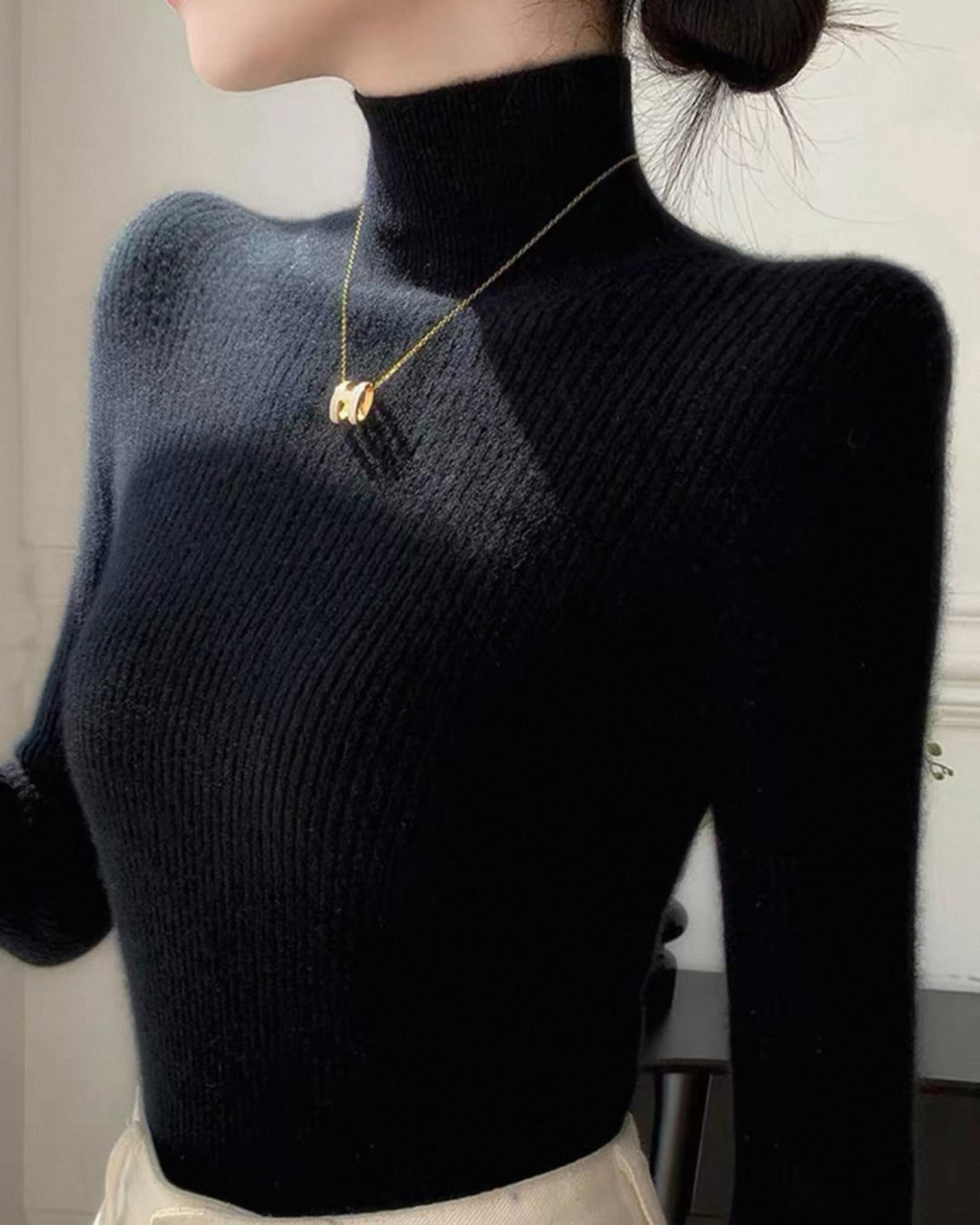 モヘアライクタートルニット