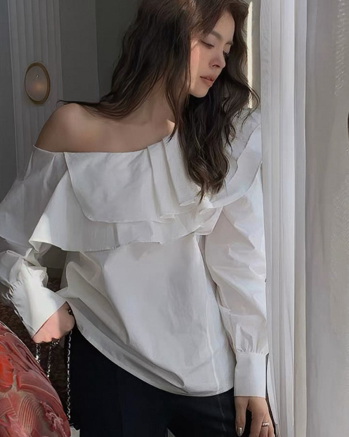 アシンメトリーオフショルダーブラウス