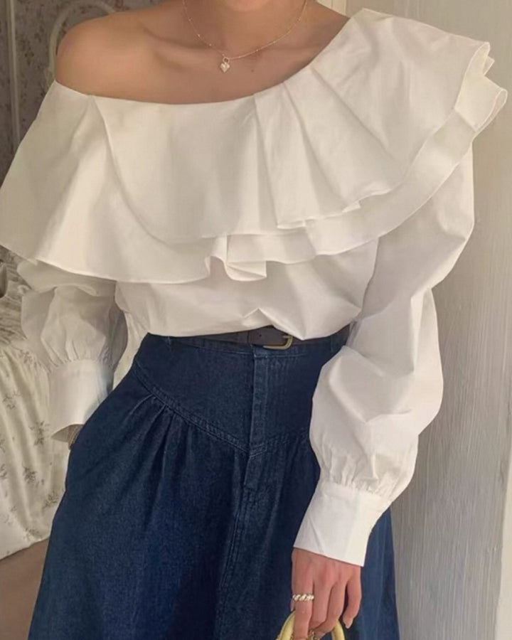 アシンメトリーオフショルダーブラウス