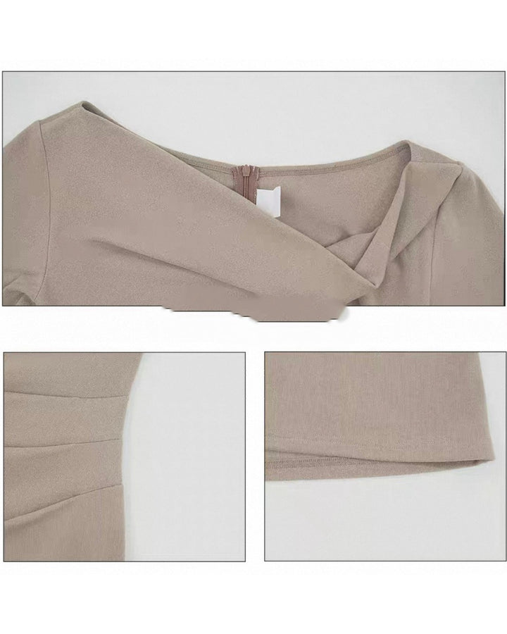 【Sサイズ即日発送】オフショルダーL/Sドレスワンピース