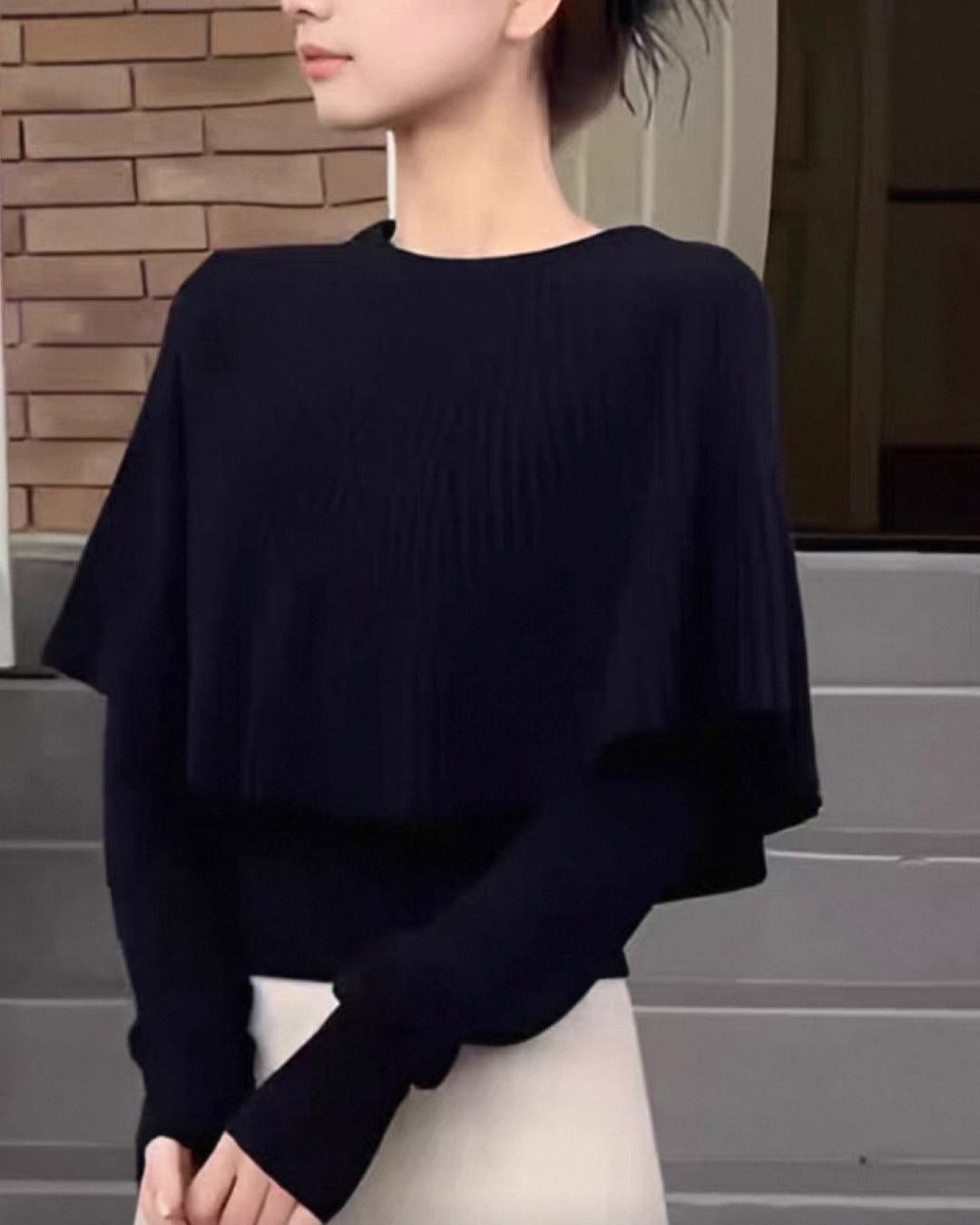 ケープレイヤードリブニット