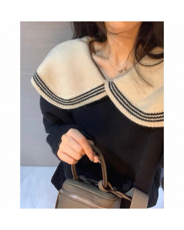 セーラーカラーニットトップス