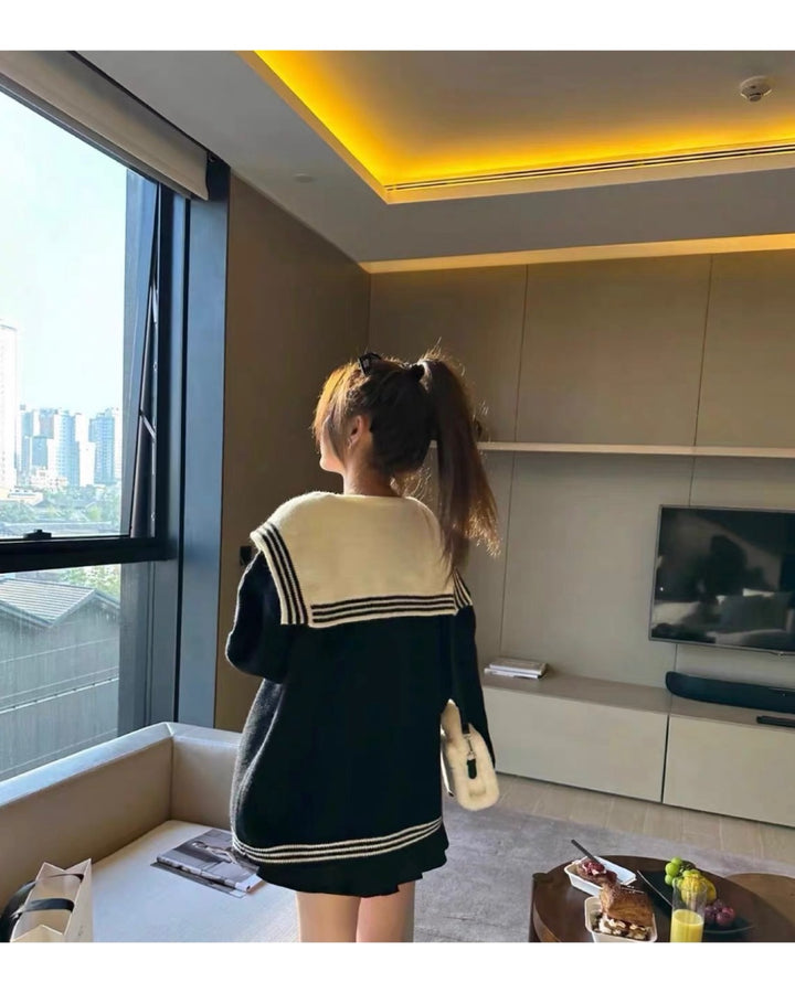 セーラーカラーニットトップス