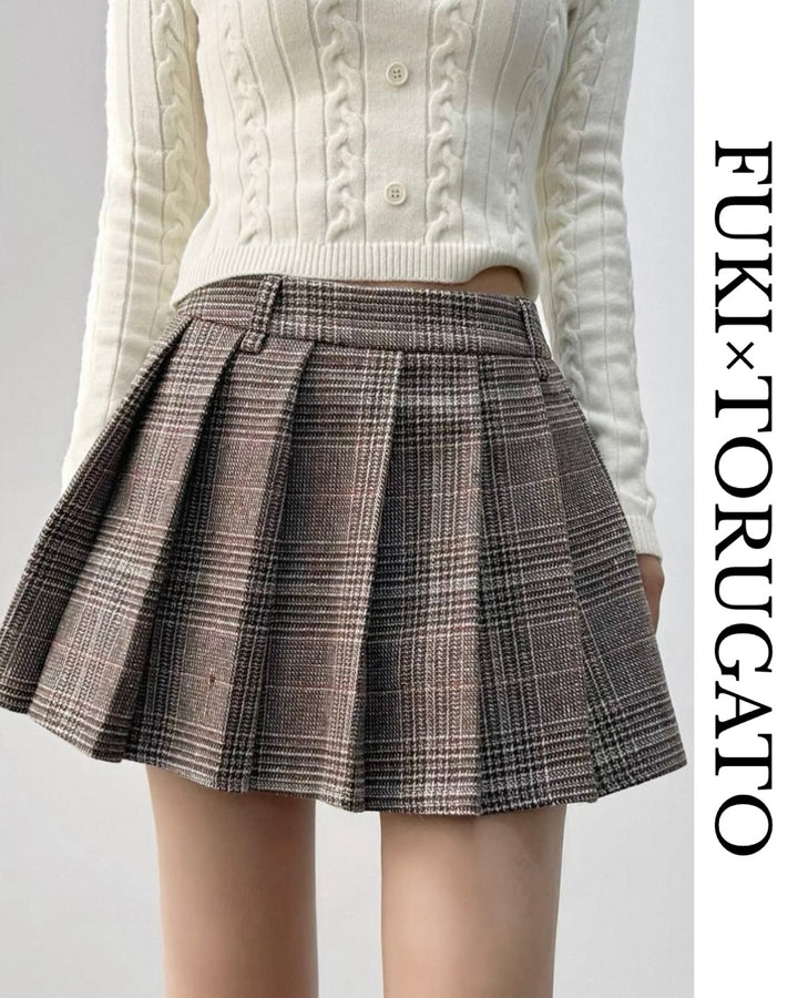 グレンチェックプリーツスカート