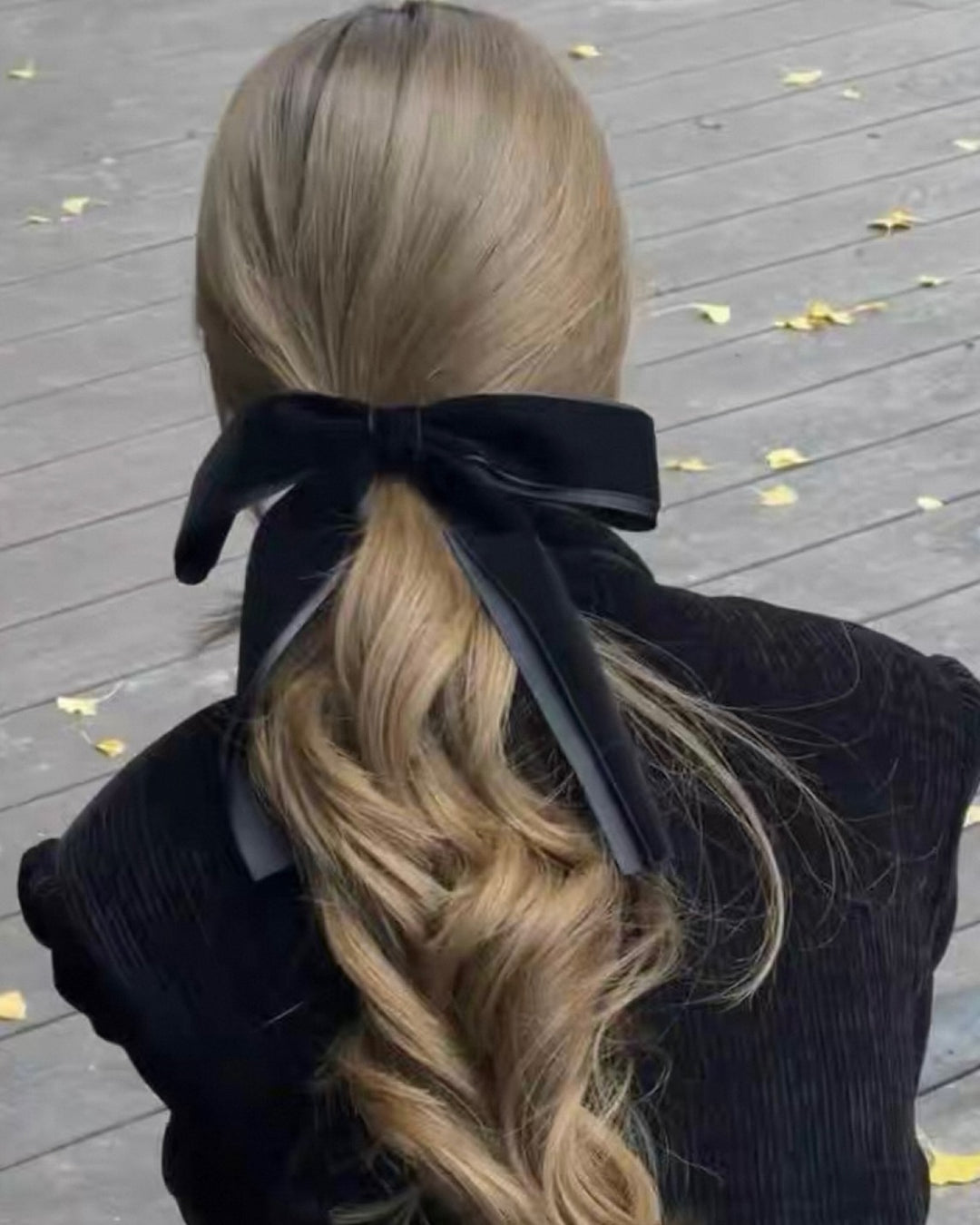 バイカラーベルベットヘアリボン