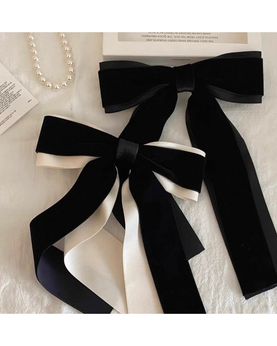 バイカラーベルベットヘアリボン