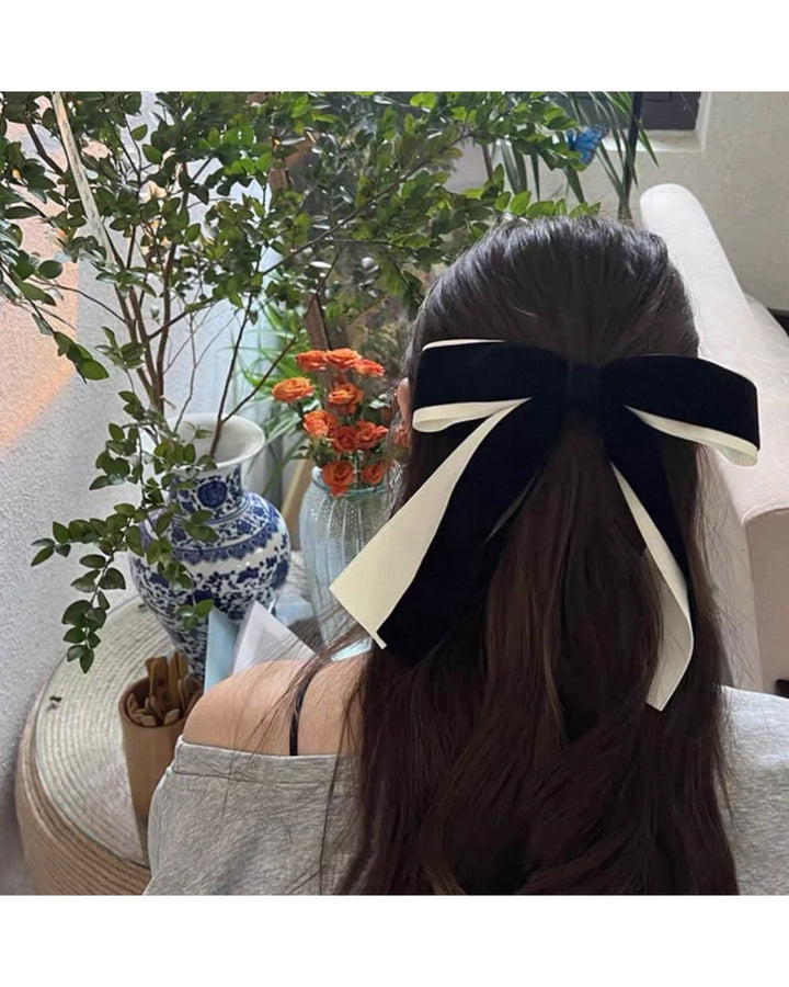 バイカラーベルベットヘアリボン