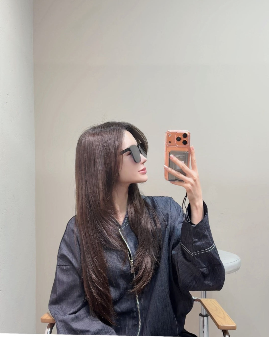 デニムブルゾン×スカートセットアップ