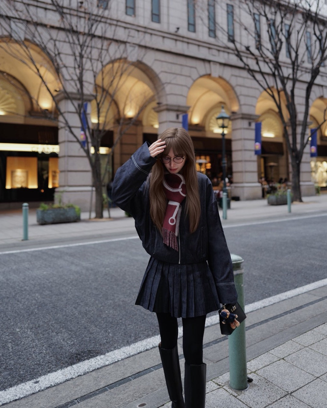 デニムブルゾン×スカートセットアップ