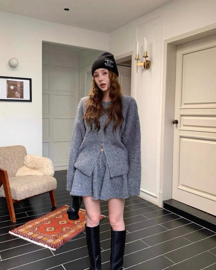 エアリーモヘアジップニットセットアップ