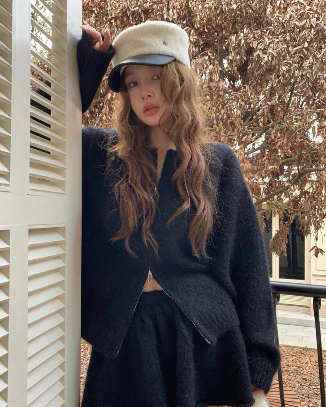 エアリーモヘアジップニットセットアップ