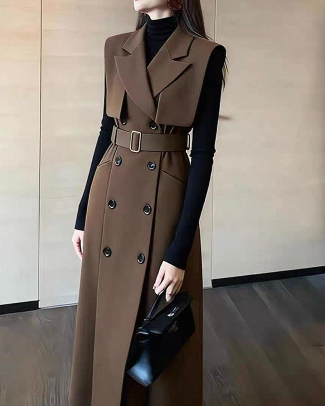 ダブルブレストトレンチジレワンピース