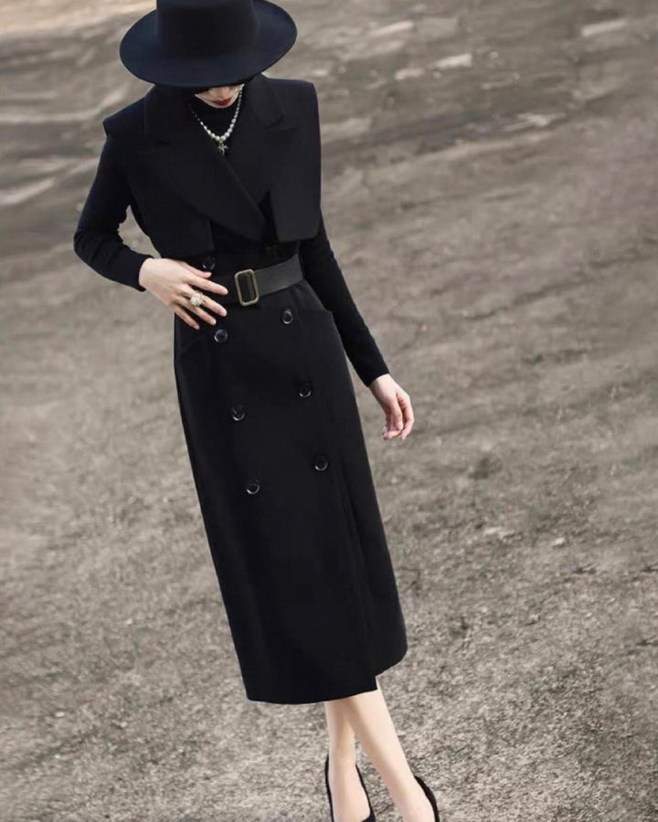 ダブルブレストトレンチジレワンピース