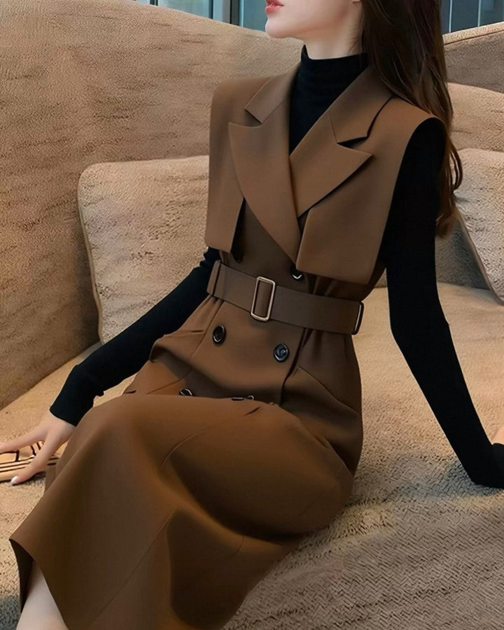 ダブルブレストトレンチジレワンピース