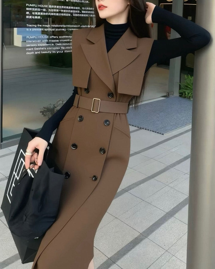 ダブルブレストトレンチジレワンピース