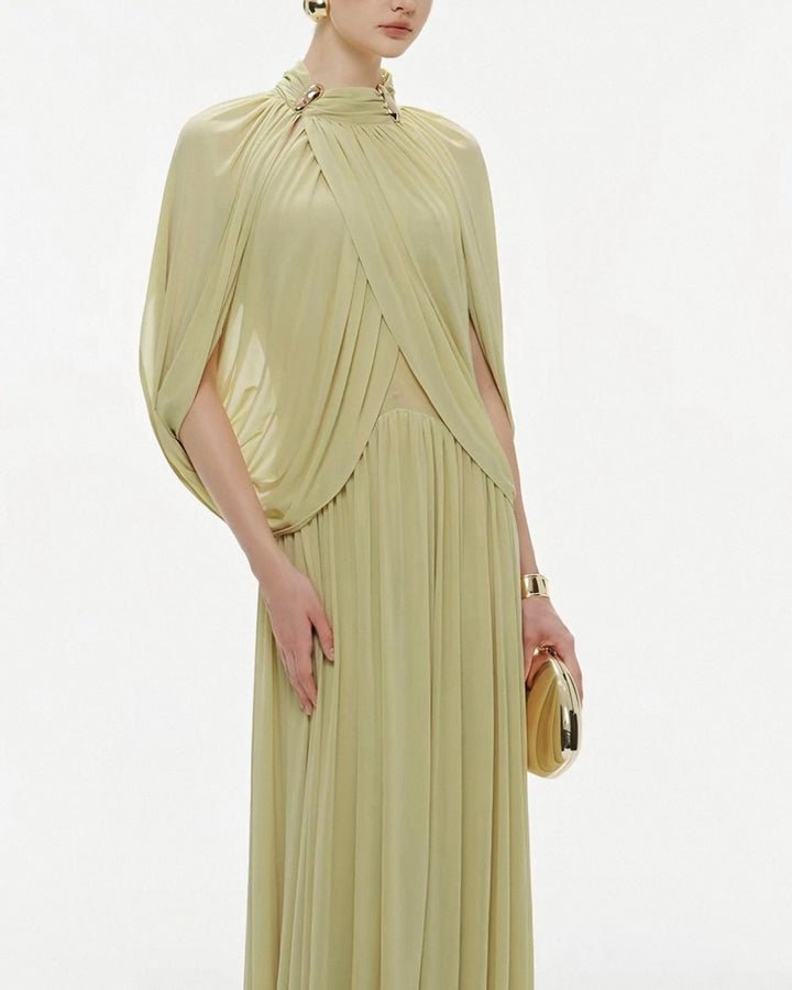 【即日発送】ライムドレープエレガンスドレス