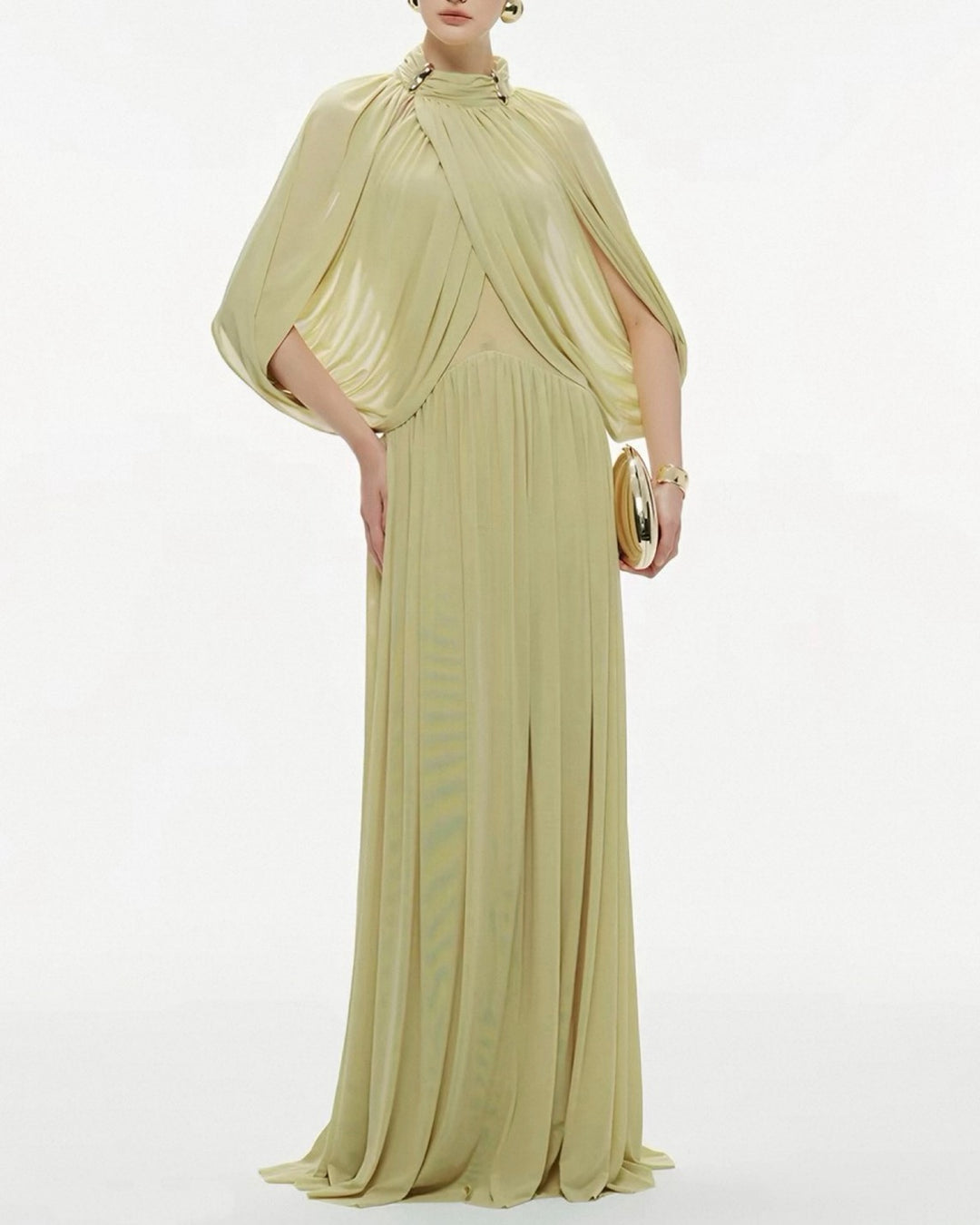 【即日発送】ライムドレープエレガンスドレス