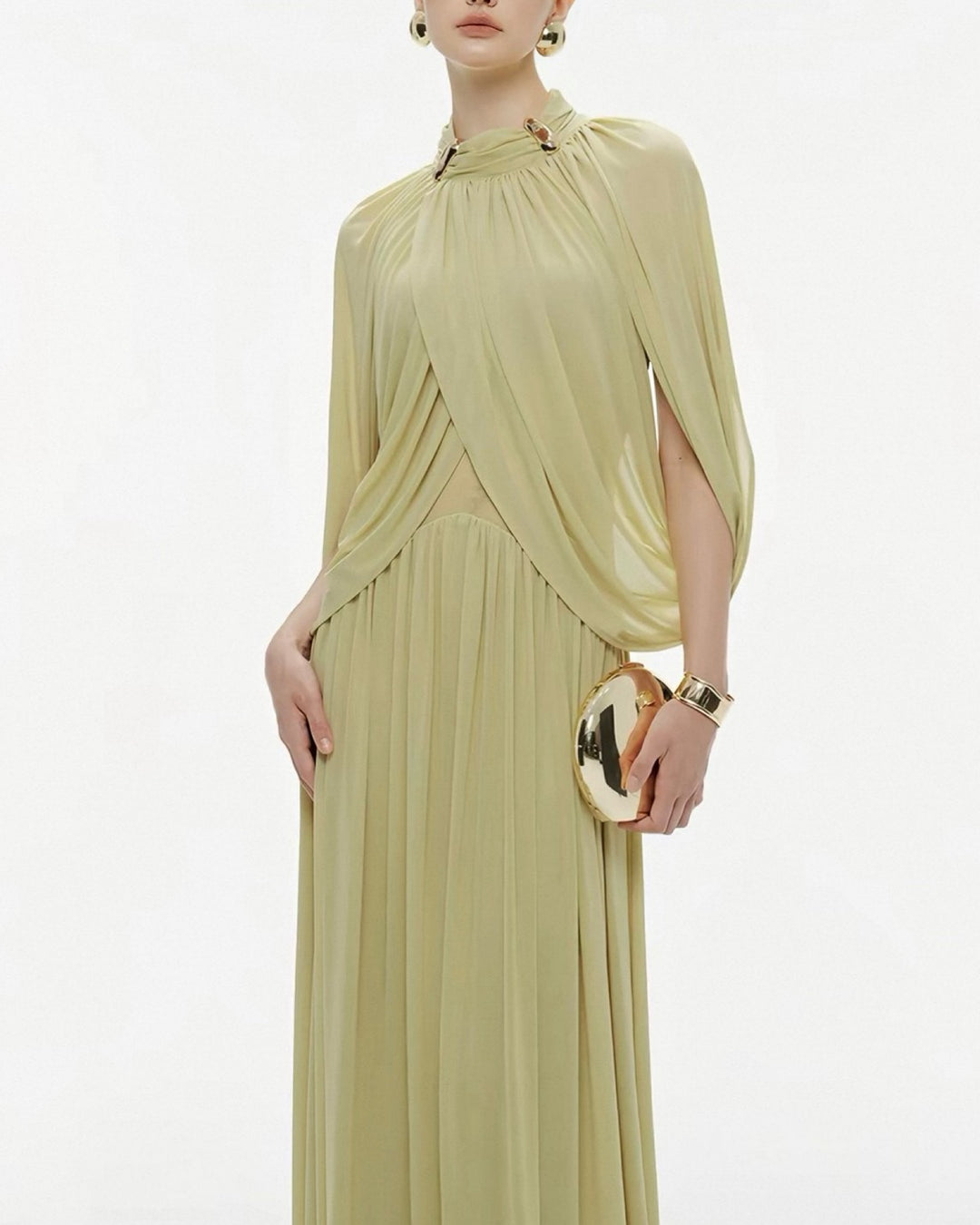 【即日発送】ライムドレープエレガンスドレス