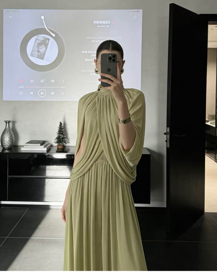 【即日発送】ライムドレープエレガンスドレス