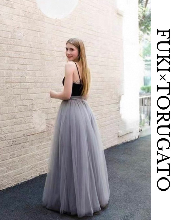 【ブラック即日発送】チュールボリュームロングスカート