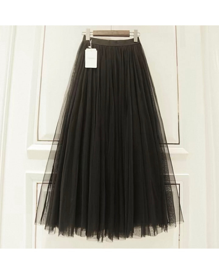 【ブラック即日発送】チュールボリュームロングスカート
