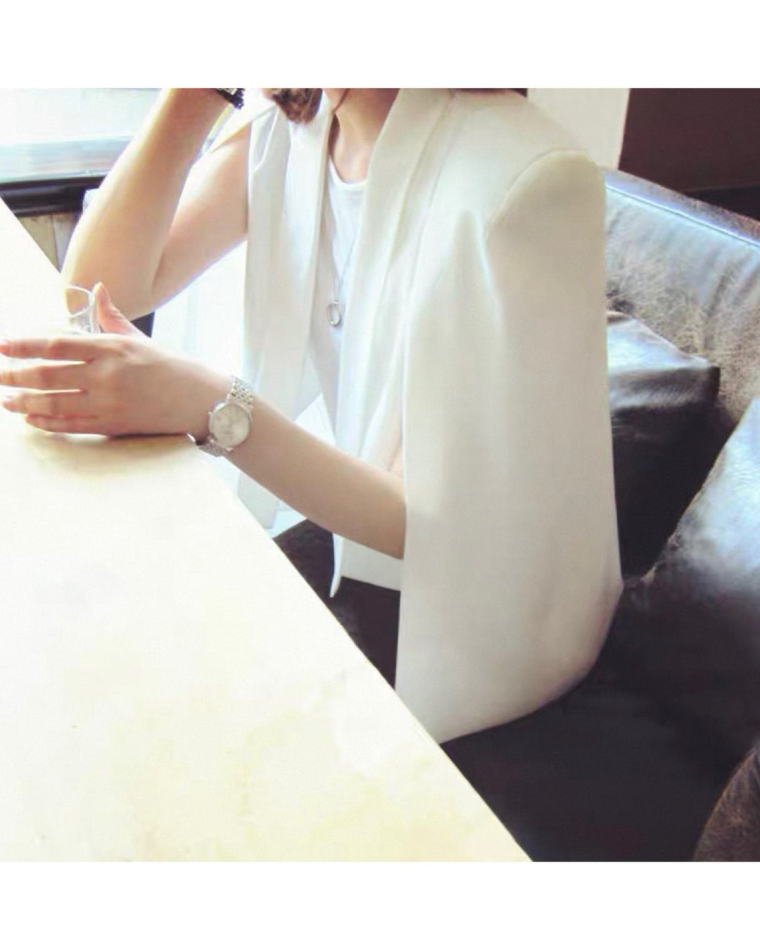 【XS,S,Lブラック/XS,S,Mホワイト即日発送】ケープスリーブジャケット