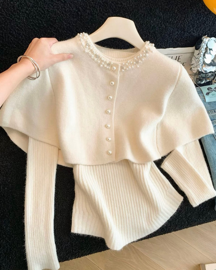 パールケープニットトップス