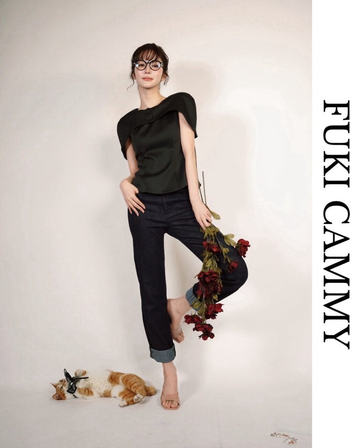 【即日発送】Noir Cape Line Blouse