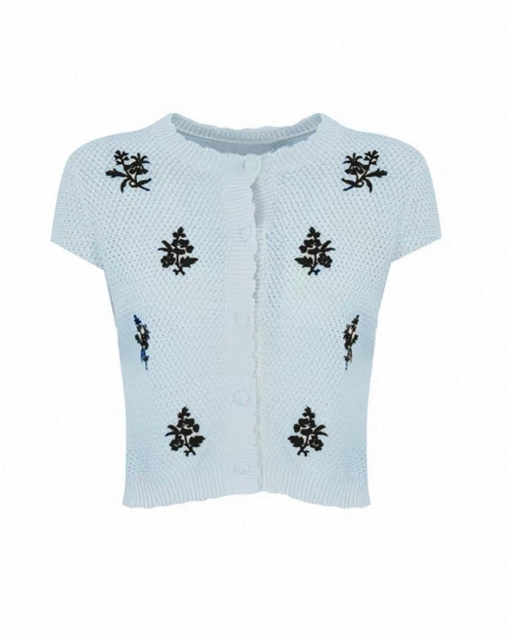 フラワーエンブロイダリ―ニットカーディガン