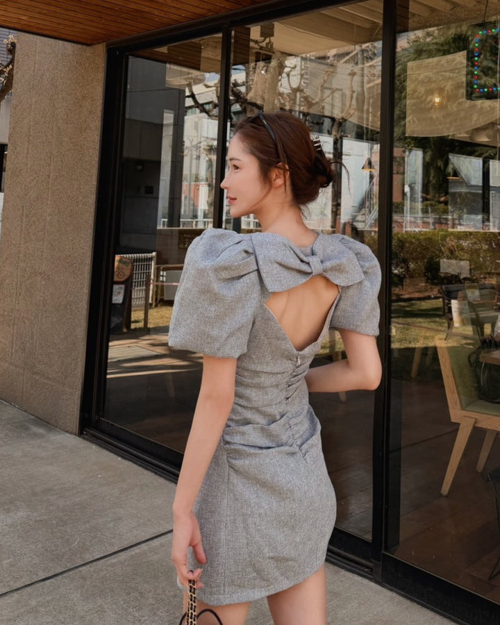 バックリボンツイードワンピース