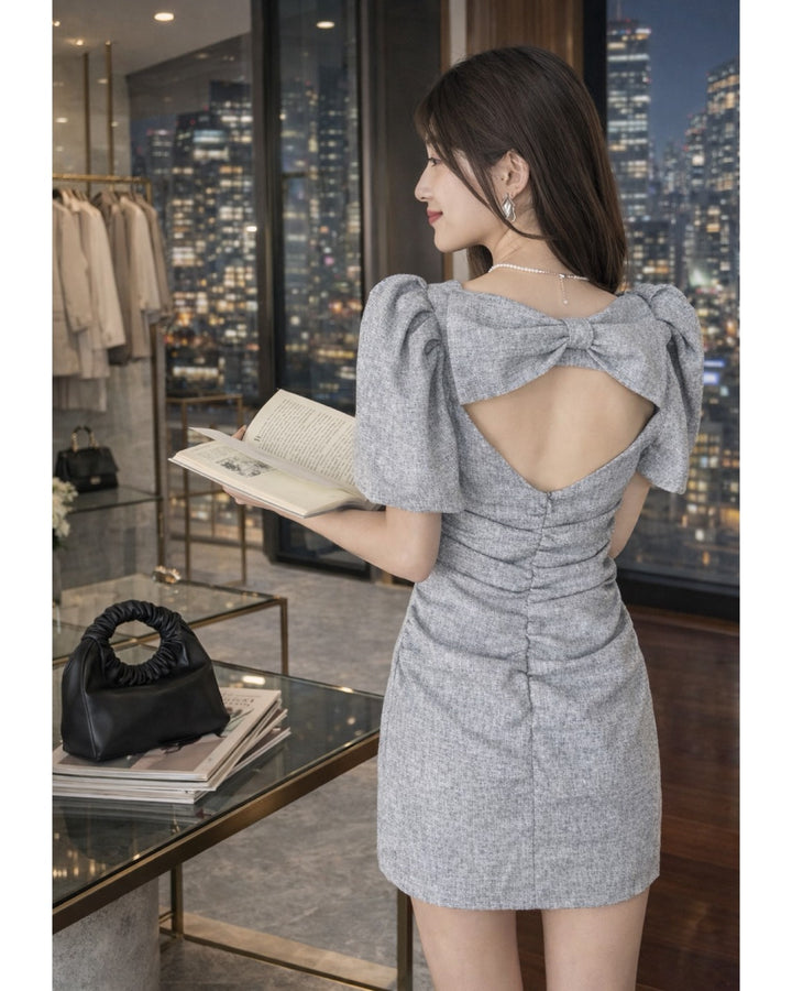 バックリボンツイードワンピース