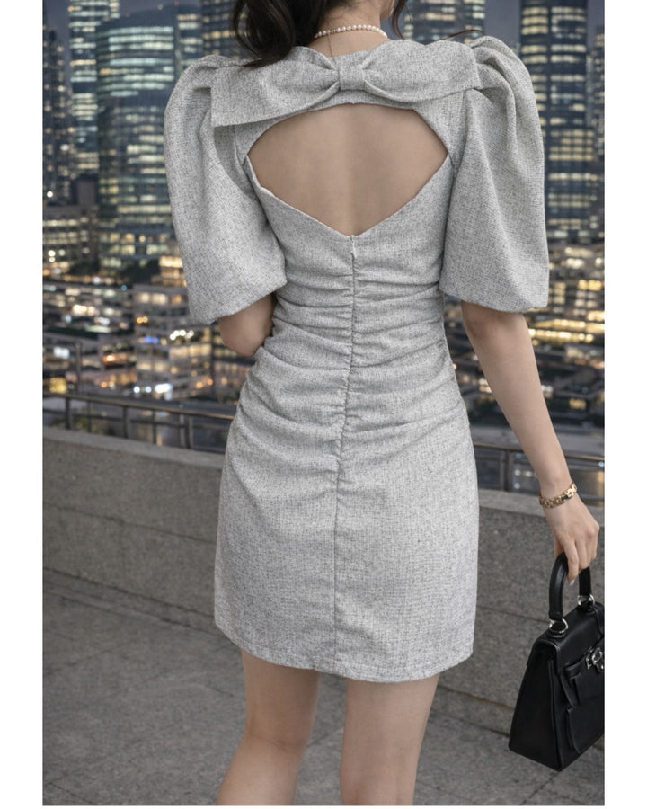 バックリボンツイードワンピース