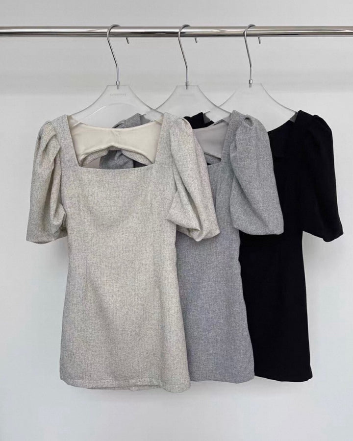 バックリボンツイードワンピース