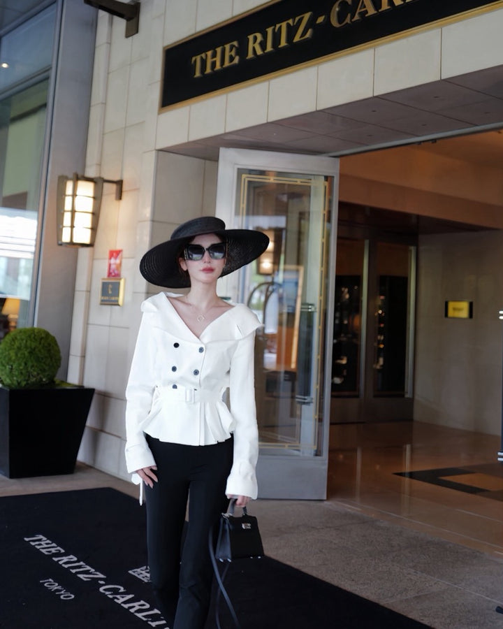 ワイドカラーウエストシェイプジャケット