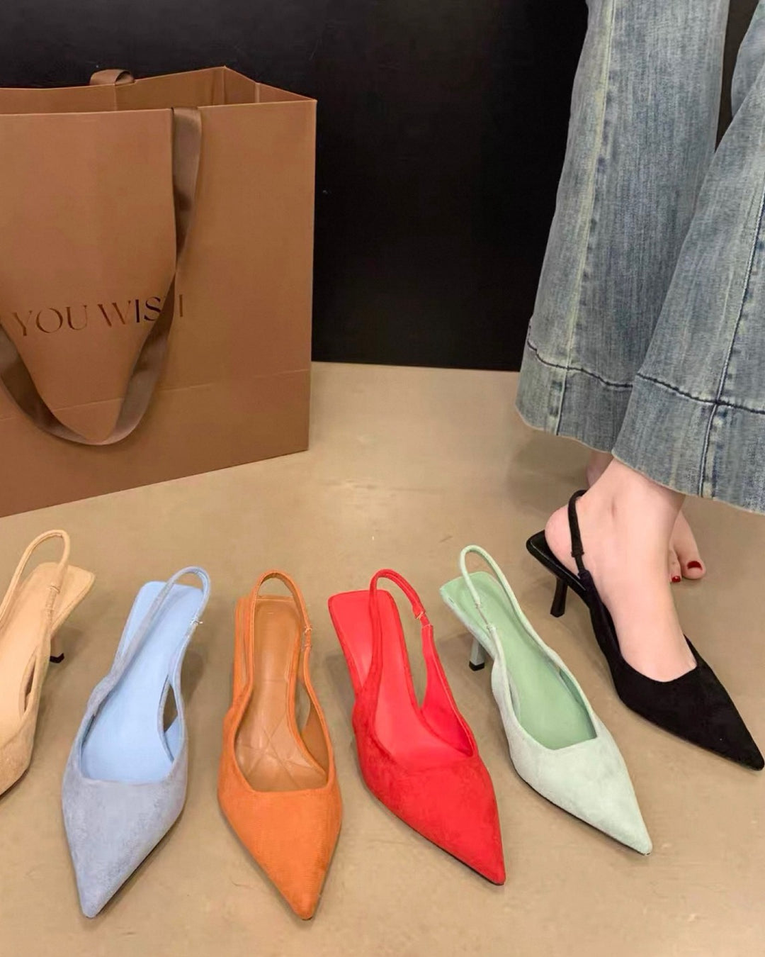 スリムスリングバックパンプス