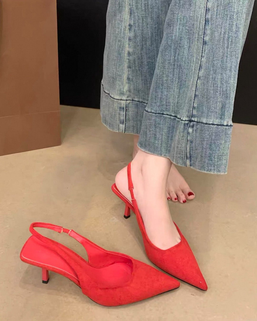 スリムスリングバックパンプス