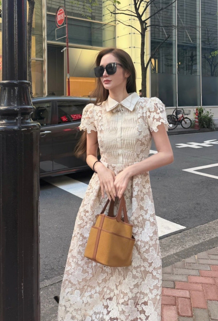 クラシカルレースプリーツワンピース