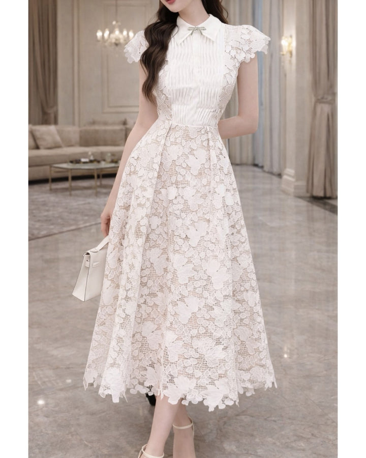 クラシカルレースプリーツワンピース