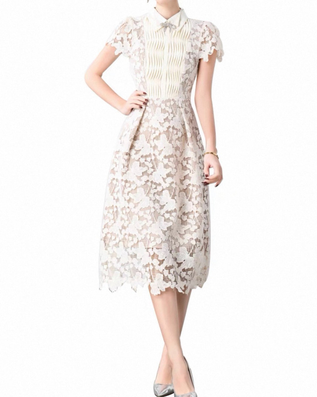 クラシカルレースプリーツワンピース