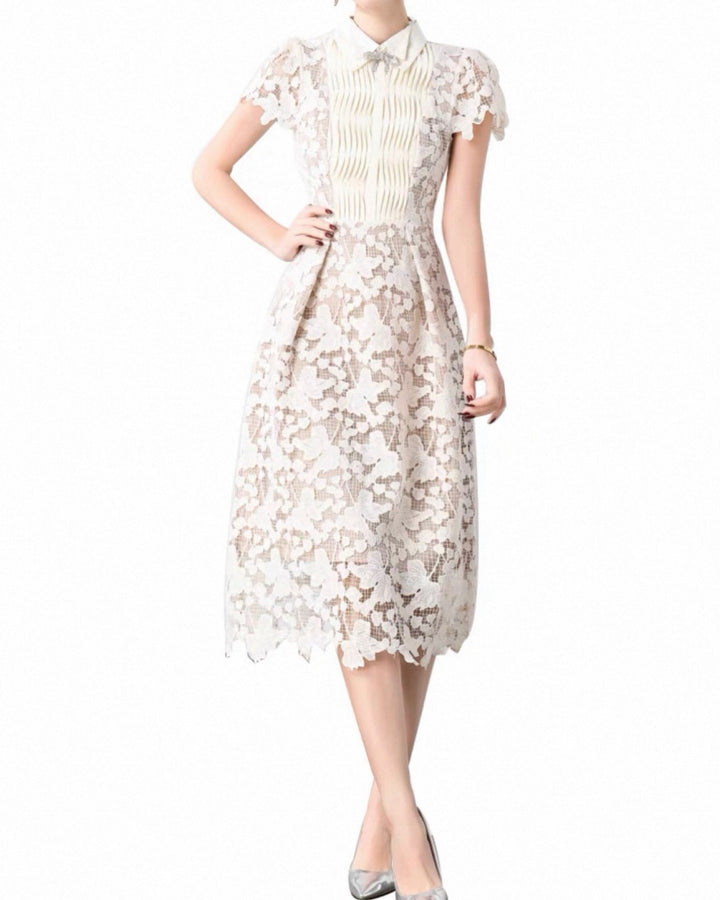 クラシカルレースプリーツワンピース