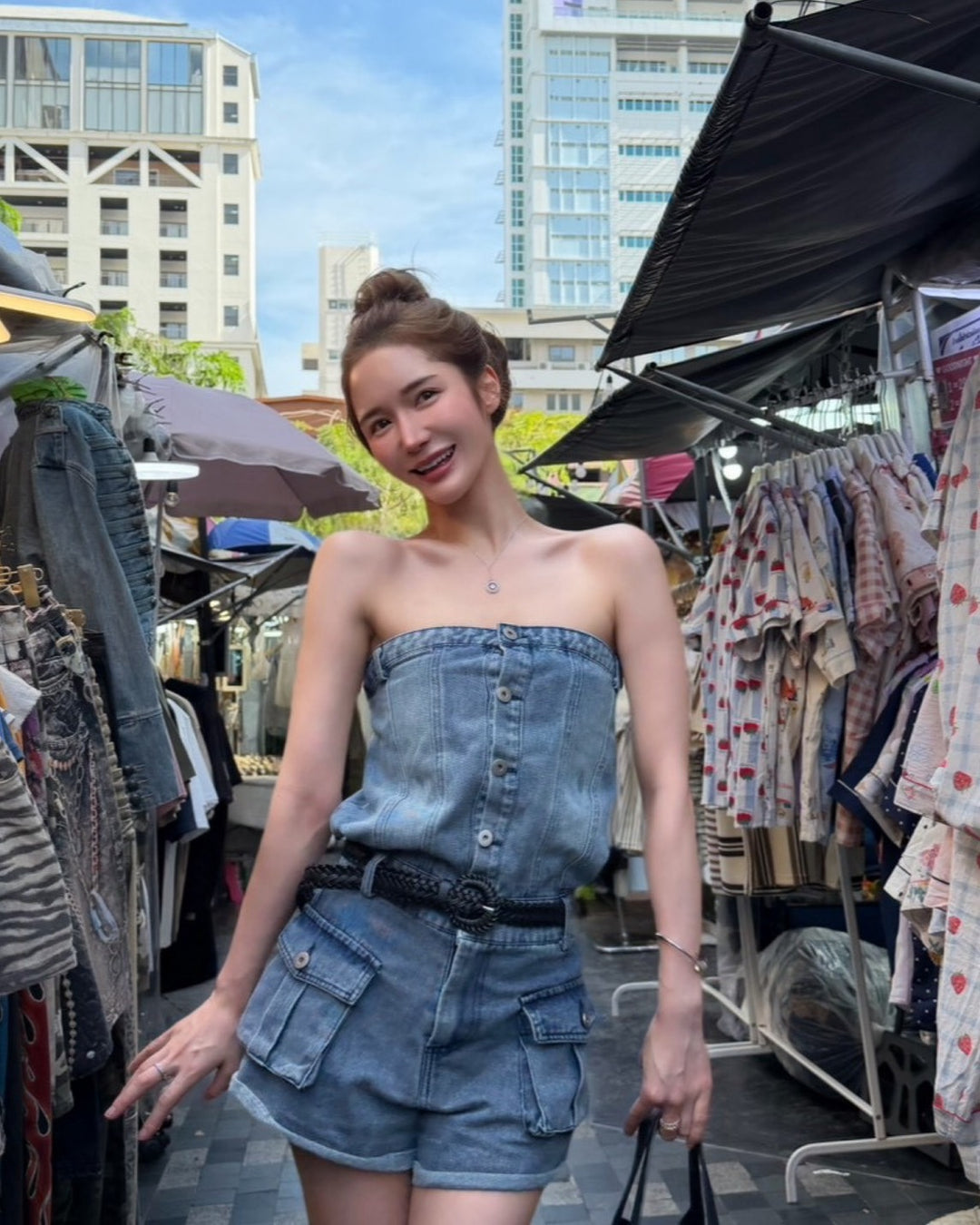 デニムベアオールインワン