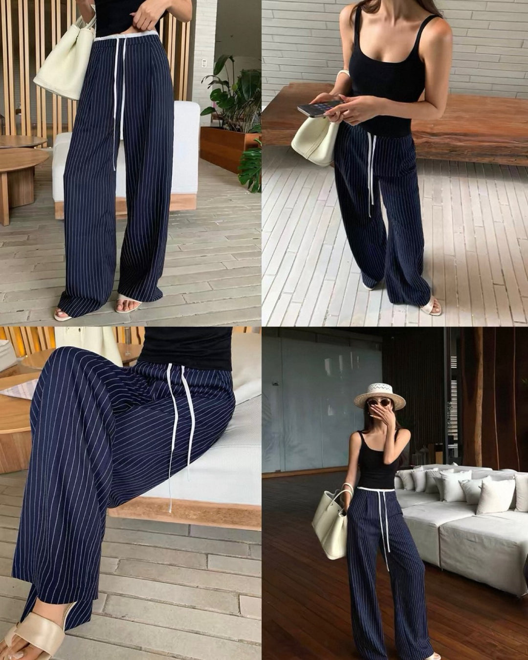 ストライプリラックスワイドパンツ