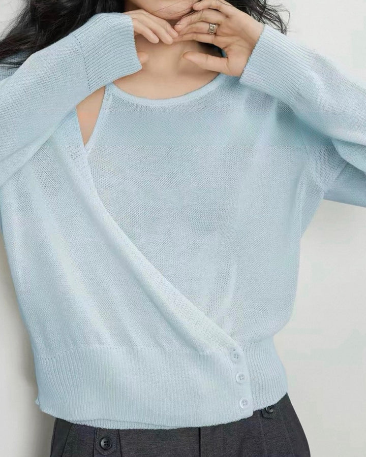 アシンメトリーカシュクールニット