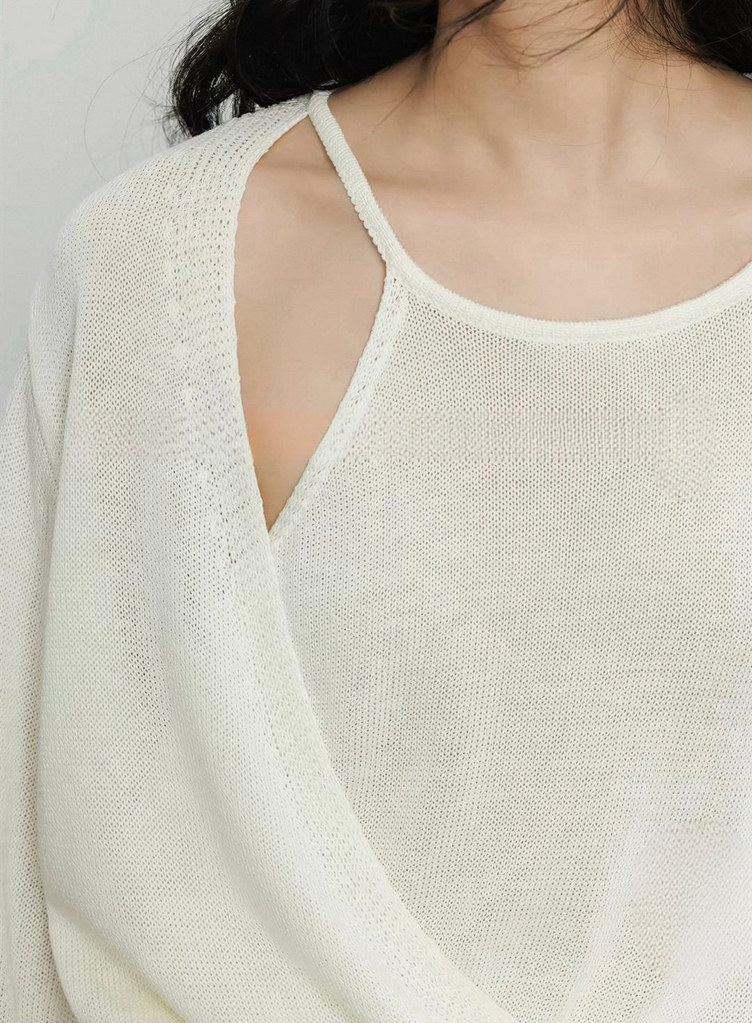 アシンメトリーカシュクールニット