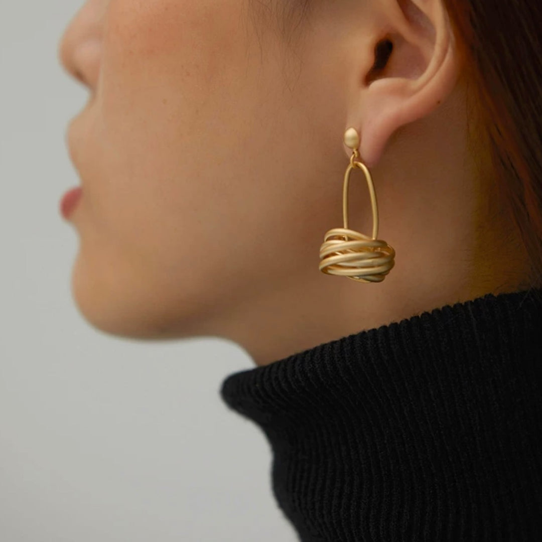 gold drop hoop earrings