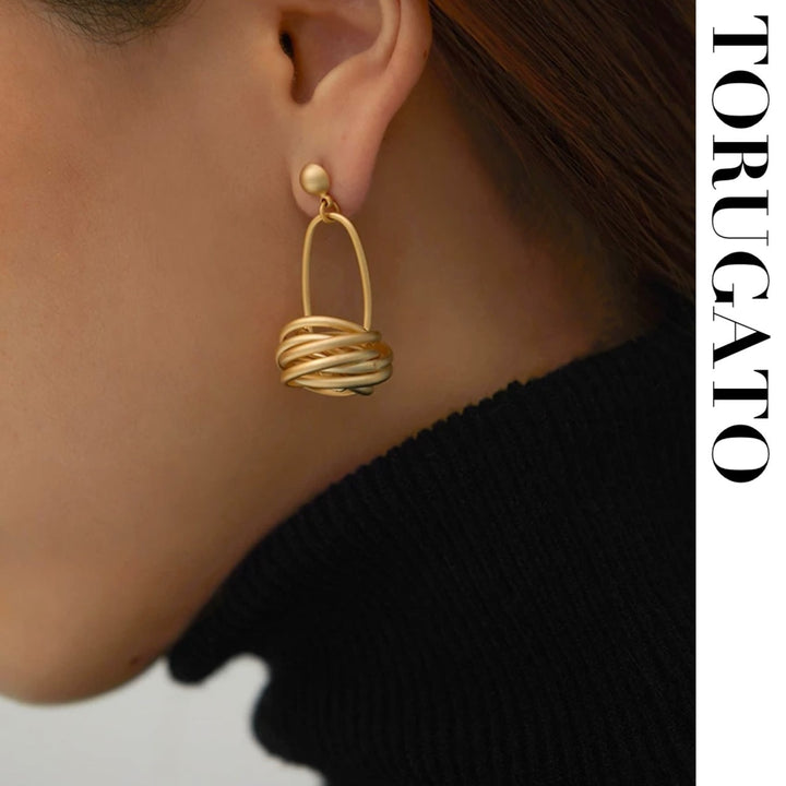 gold drop hoop earrings