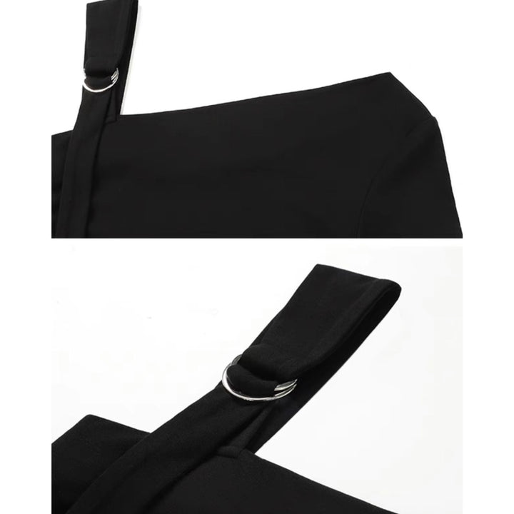 [Small Black, same-day shipping] One-sided belt loop top